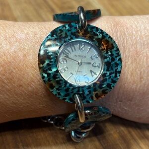 HUGO Quartz Watch with Teal and Black Design